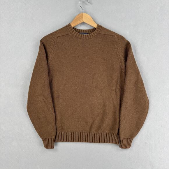 Lands' End Sweaters - Vintage Lands End Sweater Womens Medium Brown Cotton Crewneck Raglan Knit Japan